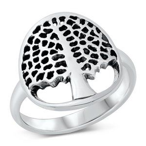 Sterling Silver Tree of Life Ring 925 Fashion Band